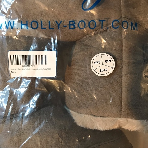 🌙 NWT ADORABLE GREY FUR LINED BOOTS WITH BOW BACKS SIZE 9 BY “HOLY” - Picture 7 of 11
